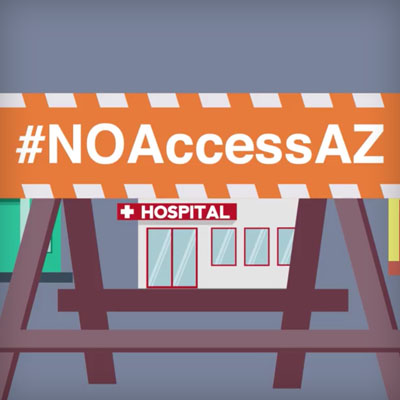 Sign in front of public buildings with hashtag No Access AZ