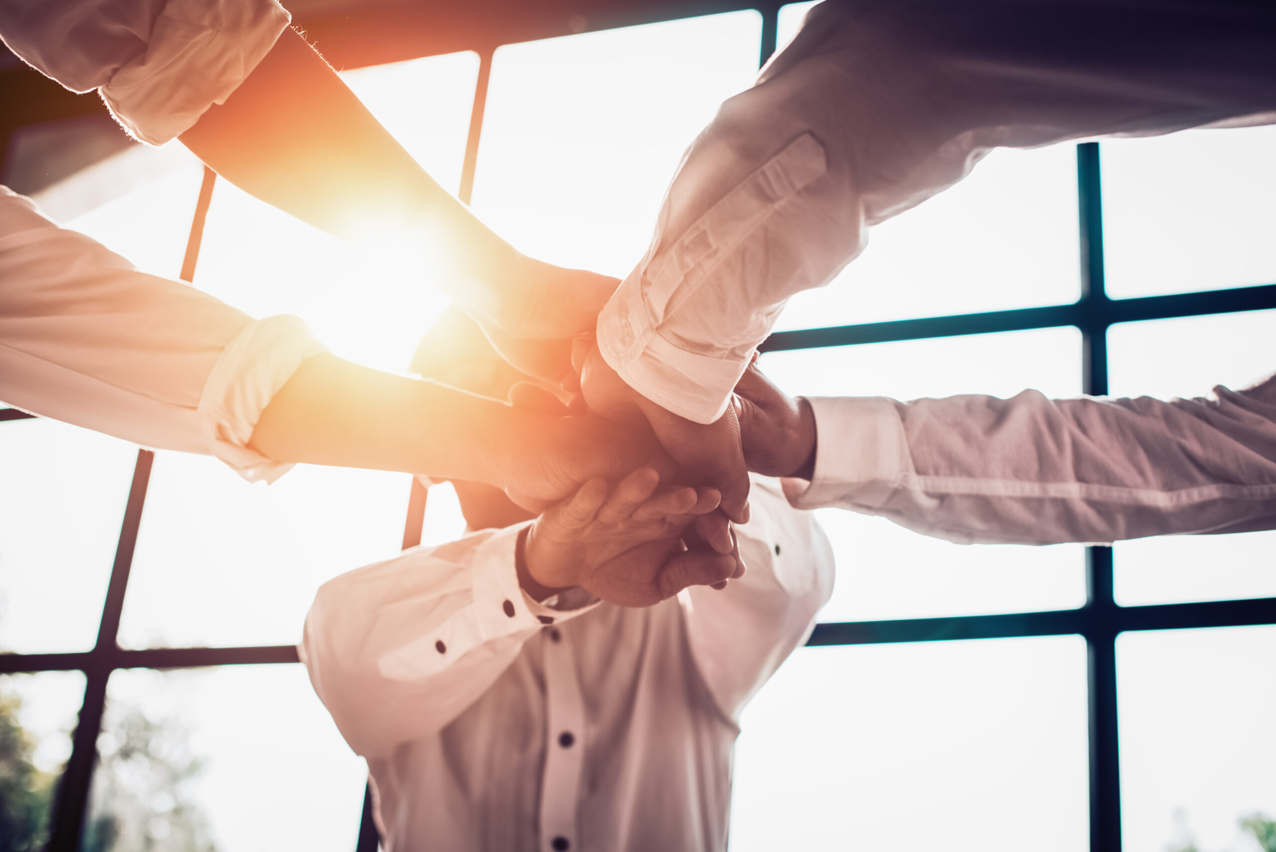 Businessman group are join hands for working the job success.- I